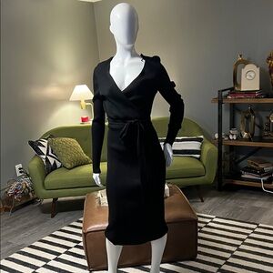 H&M Black Long Sleeve Wrap Dress